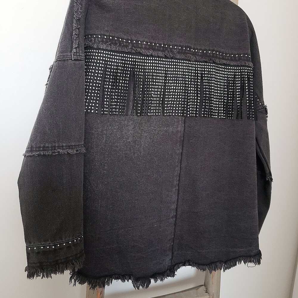 Black Studded Fringe Shacket - Picture 5 of 6